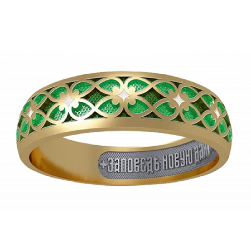 С предыдущим кольцом. Золотое кольцо с эмалью. Православное кольцо с зеленым.